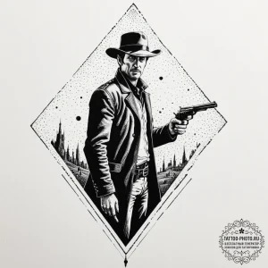 A linework tattoo of the gunslinger (roland d... - эскиз тату (№1751649397_0, 04.07.2025 17:16) — tattoo-photo.ru