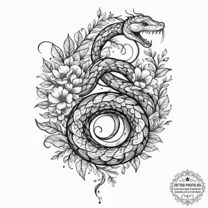 Tattoo sketch a stylized serpent, elegant and... - эскиз тату (№1751649736_0, 04.07.2025 17:22) — tattoo-photo.ru
