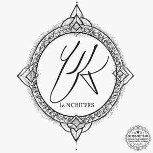 Tattoo design a hand writing a name or initia... - эскиз тату (№1751650174_0, 04.07.2025 17:29) — tattoo-photo.ru