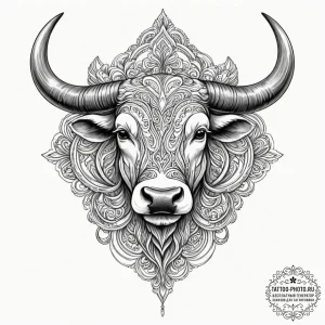 Tattoo design a powerful taurus bull, with vi... - эскиз тату (№1751651107_0, 04.07.2025 17:45) — tattoo-photo.ru