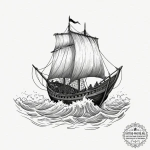 Tattoo design a stylized viking longship cutt... - эскиз тату (№1751651603_0, 04.07.2025 17:53) — tattoo-photo.ru