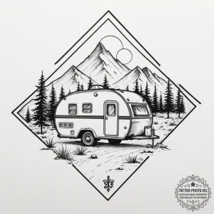 A minimalist tattoo of the "traveling symphon... - эскиз тату (№1751652977_0, 04.07.2025 18:16) — tattoo-photo.ru