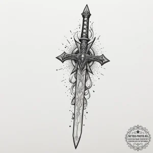 Sword, tattoo flash sheet design, black and g... - эскиз тату (№1751653312_0, 04.07.2025 18:21) — tattoo-photo.ru