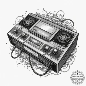 Tattoo sketch a vhs tape of an old console ga... - эскиз тату (№1751654691_0, 04.07.2025 18:44) — tattoo-photo.ru