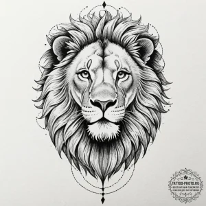 Tattoo sketch a leo lion, with a subtle symbo... - эскиз тату (№1751655198_0, 04.07.2025 18:53) — tattoo-photo.ru