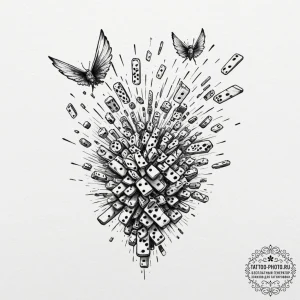 Tattoo design a series of falling dominoes, b... - эскиз тату (№1751655715_0, 04.07.2025 19:01) — tattoo-photo.ru