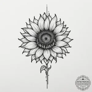 Tattoo sketch a single, powerful sunflower, i... - эскиз тату (№1751656726_0, 04.07.2025 19:18) — tattoo-photo.ru