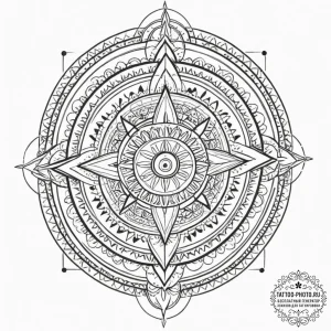 Tattoo sketch a zodiac glyph where half is cl... - эскиз тату (№1751657572_0, 04.07.2025 19:32) — tattoo-photo.ru