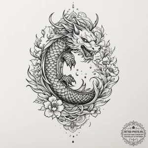 145. tattoo sketch: "potok" rune with element... - эскиз тату (№1751658357_0, 04.07.2025 19:45) — tattoo-photo.ru