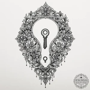 Tattoo design a small, intricate keyhole on o... - эскиз тату (№1751659202_0, 04.07.2025 20:00) — tattoo-photo.ru