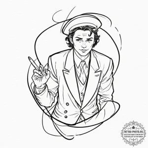 A graphic novel panel of a host being created... - эскиз тату (№1751659286_0, 04.07.2025 20:01) — tattoo-photo.ru