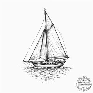 Tattoo sketch a small, stylized sailboat on a... - эскиз тату (№1751659714_0, 04.07.2025 20:08) — tattoo-photo.ru