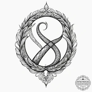 Tattoo sketch a mermaid's tail forming an inf... - эскиз тату (№1751660228_0, 04.07.2025 20:17) — tattoo-photo.ru