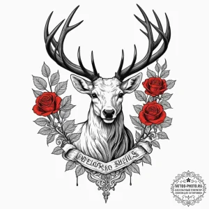 A peryton (winged stag), concept art for tatt... - эскиз тату (№1751661500_0, 04.07.2025 20:38) — tattoo-photo.ru
