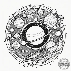Parade of planets, tattoo sketch design, old... - эскиз тату (№1751661583_0, 04.07.2025 20:39) — tattoo-photo.ru