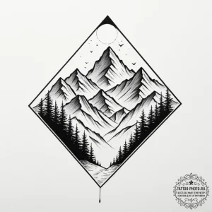 A mountain range symbol, ink illustration for... - эскиз тату (№1751663411_0, 04.07.2025 21:10) — tattoo-photo.ru