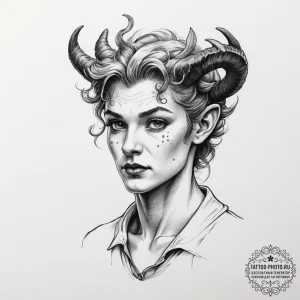 A sketch of the faun, both charming and frigh... - эскиз тату (№1751664189_0, 04.07.2025 21:23) — tattoo-photo.ru