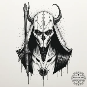 Trash polka sketch of general grievous with h... - эскиз тату (№1751665515_0, 04.07.2025 21:45) — tattoo-photo.ru
