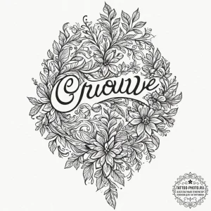 Tattoo sketch a vine that forms a word like "... - эскиз тату (№1751665608_0, 04.07.2025 21:46) — tattoo-photo.ru