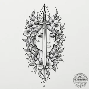 Tattoo design a broken sword piercing the gro... - эскиз тату (№1751665694_0, 04.07.2025 21:48) — tattoo-photo.ru