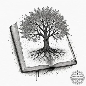Tattoo design a single, powerful root of a tr... - эскиз тату (№1751666036_0, 04.07.2025 21:53) — tattoo-photo.ru