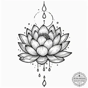 Tattoo sketch a lotus flower with water drops... - эскиз тату (№1751666122_0, 04.07.2025 21:55) — tattoo-photo.ru