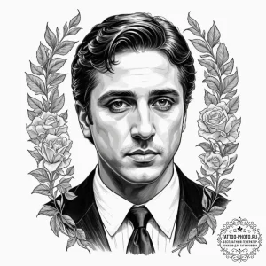 A neo-traditional portrait of a young michael... - эскиз тату (№1751666938_0, 04.07.2025 22:08) — tattoo-photo.ru