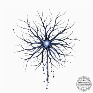 Neuron network glowing, concept art for tatto... - эскиз тату (№1751667364_0, 04.07.2025 22:16) — tattoo-photo.ru