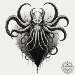 A sketch of the mind flayer, a giant, shadowy... - эскиз тату (№1751667449_0, 04.07.2025 22:17) — tattoo-photo.ru