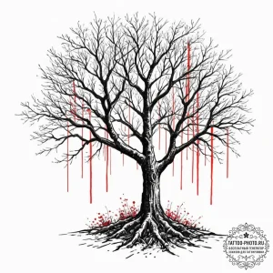 Tattoo sketch two trees whose branches merge... - эскиз тату (№1751667533_0, 04.07.2025 22:18) — tattoo-photo.ru