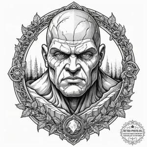 A sketch of a powerful golem made of stone an... - эскиз тату (№1751668724_0, 04.07.2025 22:38) — tattoo-photo.ru