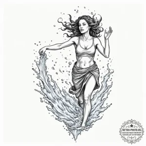 Tattoo sketch aquarius's water-bearer comical... - эскиз тату (№1751669238_0, 04.07.2025 22:47) — tattoo-photo.ru