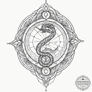 Tattoo design an uroboros serpent, its body m... - эскиз тату (№1751670418_0, 04.07.2025 23:06) — tattoo-photo.ru