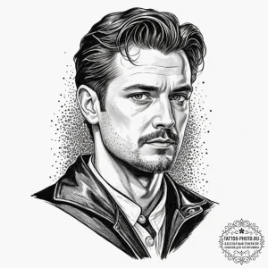 A graphic novel portrait of moff gideon with... - эскиз тату (№1751671010_0, 04.07.2025 23:16) — tattoo-photo.ru