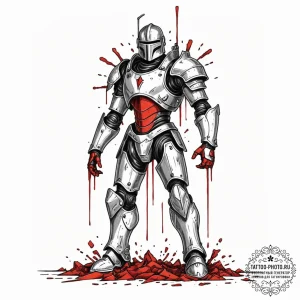 Tattoo design a suit of armor, rusted and bro... - эскиз тату (№1751672106_0, 04.07.2025 23:35) — tattoo-photo.ru