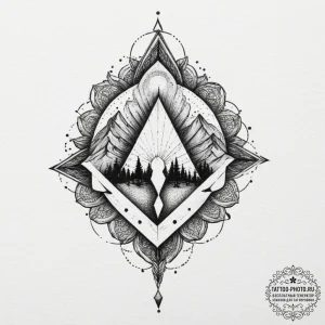 A dotwork tattoo of the five witcher signs: a... - эскиз тату (№1751672277_0, 04.07.2025 23:37) — tattoo-photo.ru