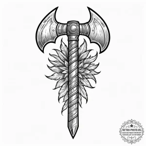 Tattoo design a battle-worn barbarian axe wit... - эскиз тату (№1751672362_0, 04.07.2025 23:39) — tattoo-photo.ru