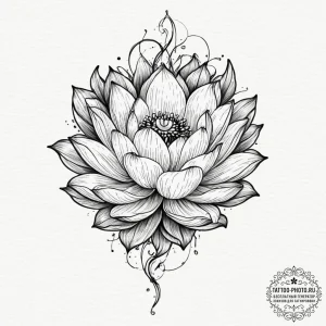 Tattoo sketch a lotus flower growing from a s... - эскиз тату (№1751673630_0, 05.07.2025 00:00) — tattoo-photo.ru
