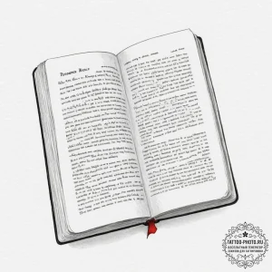 Tattoo sketch a single, open page of a book,... - эскиз тату (№1751673714_0, 05.07.2025 00:01) — tattoo-photo.ru