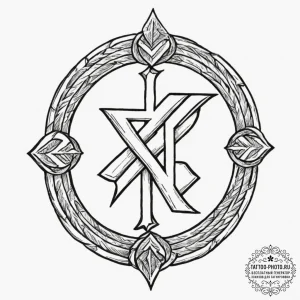 87. tattoo design: a "treba" rune with a subt... - эскиз тату (№1751674823_0, 05.07.2025 00:20) — tattoo-photo.ru