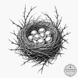 Tattoo sketch a bird's nest made of thorny br... - эскиз тату (№1751676099_0, 05.07.2025 00:41) — tattoo-photo.ru