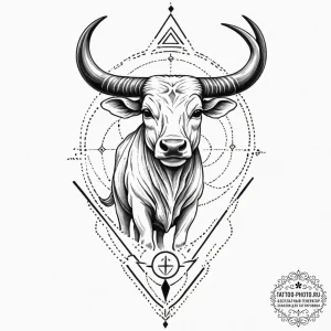 Tattoo design a zodiac animal with a banner b... - эскиз тату (№1751676272_0, 05.07.2025 00:44) — tattoo-photo.ru