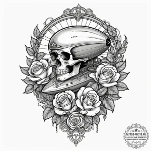 Steampunk airship, tattoo flash sheet design,... - эскиз тату (№1751676867_0, 05.07.2025 00:54) — tattoo-photo.ru