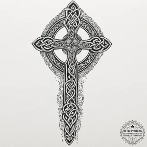 Celtic cross, artistic tattoo sketch, dotwork... - эскиз тату (№1751677292_0, 05.07.2025 01:01) — tattoo-photo.ru