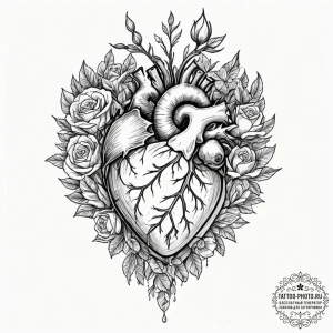 Tattoo sketch a terrarium in the shape of a h... - эскиз тату (№1751677713_0, 05.07.2025 01:08) — tattoo-photo.ru