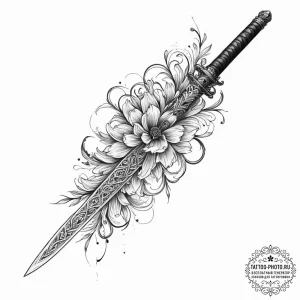 Tattoo design a samurai sword with a digital... - эскиз тату (№1751677883_0, 05.07.2025 01:11) — tattoo-photo.ru