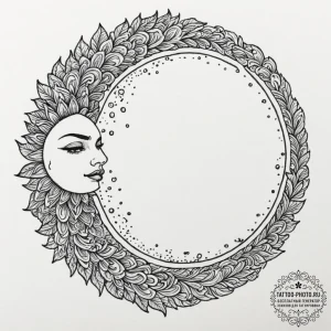 Tattoo sketch a half-moon on one partner, a h... - эскиз тату (№1751678316_0, 05.07.2025 01:18) — tattoo-photo.ru