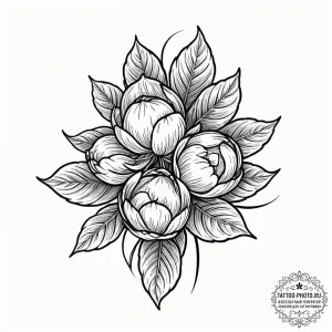A single cotton plant boll, tattoo flash shee... - эскиз тату (№1751681118_0, 05.07.2025 02:05) — tattoo-photo.ru