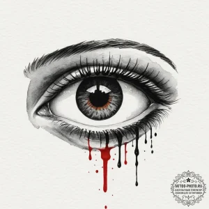 A watercolor tattoo of the bloody eye of elle... - эскиз тату (№1751681202_0, 05.07.2025 02:06) — tattoo-photo.ru