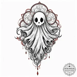 Tattoo design a small pixelated ghost linewor... - эскиз тату (№1751681370_0, 05.07.2025 02:09) — tattoo-photo.ru